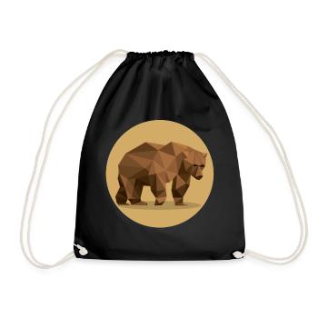 brown bear - Drawstring Bag - black - Front