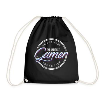 Best Gamer Gaming PC Play Computer Gift - Drawstring Bag - black - Front