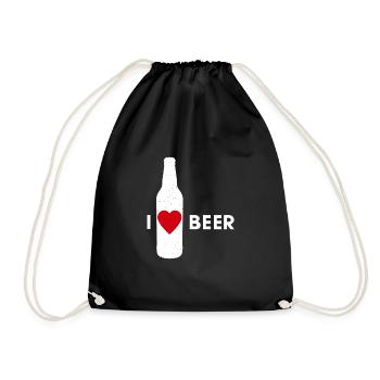 J’adore le cœur de bouteille de bière bière - Sac de sport léger - noir - Devant