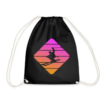 skier - Drawstring Bag - black - Front