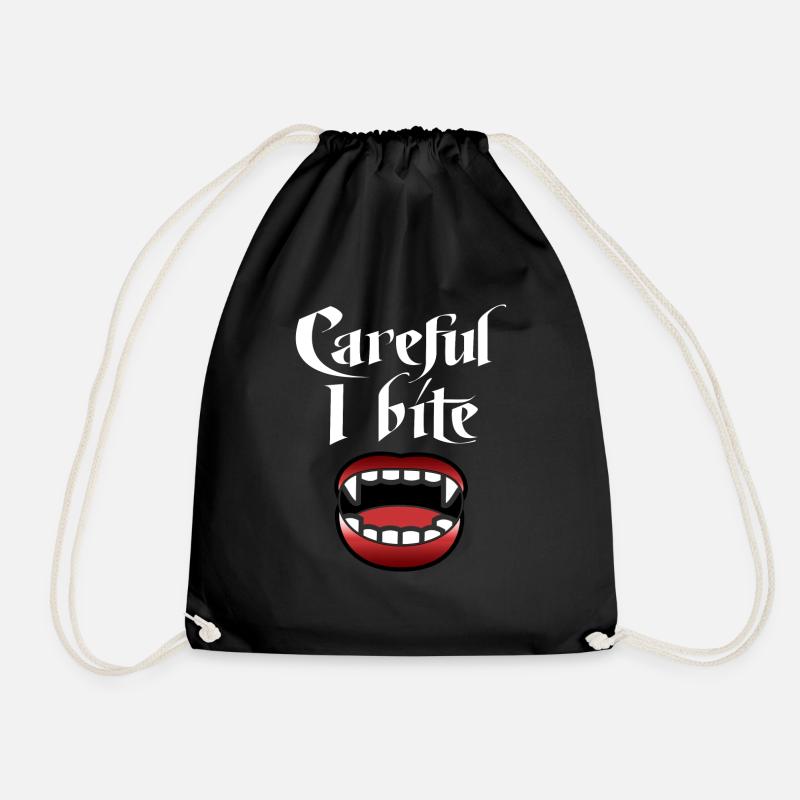 Halloween vampire biting - Drawstring Bag - black