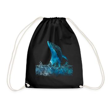 watercolor whale - Turnbeutel - Schwarz - Vorne