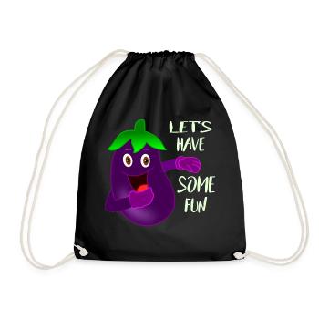 Funny eggplant is having fun - Drawstring Bag - black - Front