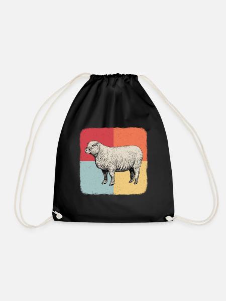 Ram sheep lamb Cool gift - Drawstring Bag - black