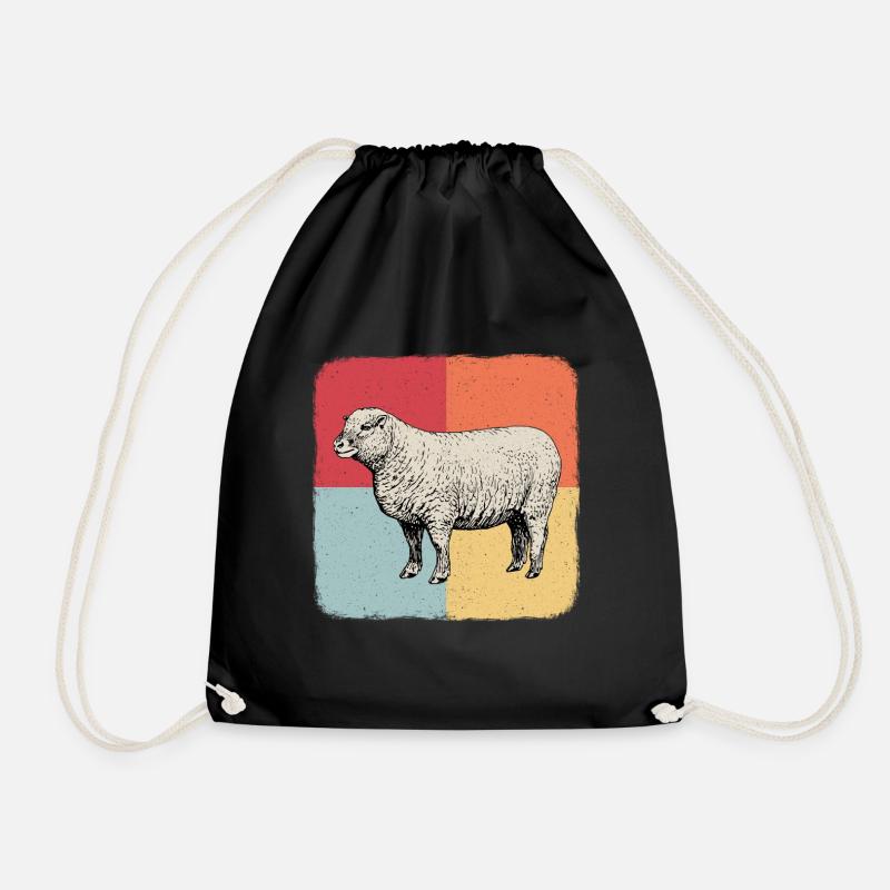 Ram sheep lamb Cool gift - Drawstring Bag - black