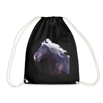 Horse Cold Blood Mane Horse Head Photo Gift Real - Drawstring Bag - black - Front