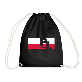 Poland flag flag pole gift - Drawstring Bag - black - Front