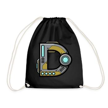 Buchstabe D Geschenk Name Roboter Technik nerd - Turnbeutel - Schwarz - Vorne