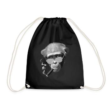 AFFE MIT ZIGARRE T SHIRT LUSTIGES SHIRT GESCHENK - Turnbeutel - Schwarz - Vorne