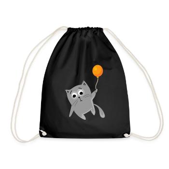 Flying Cat Flying - Cat - Drawstring Bag - black - Front