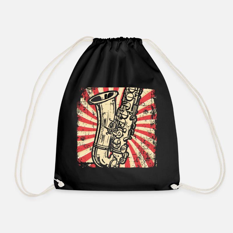 Saxophone Saxophonist - Drawstring Bag - black