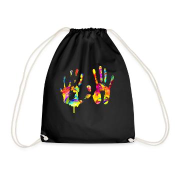 Empreinte de main colorée - Sac de sport léger - noir - Devant