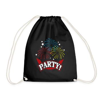Party Silvester - Turnbeutel - Schwarz - Vorne