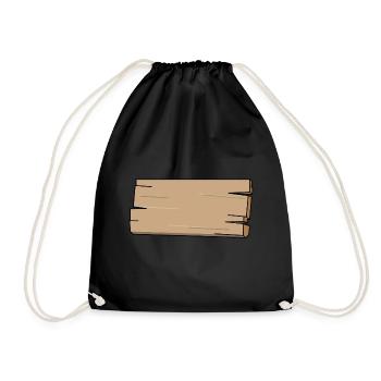 Board plank wood sign - Drawstring Bag - black - Front