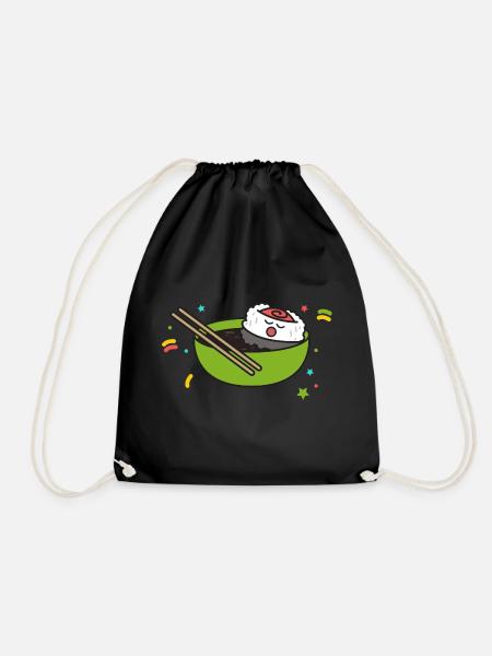 Sushi nigiri maki gift japanese funny food - Drawstring Bag - black