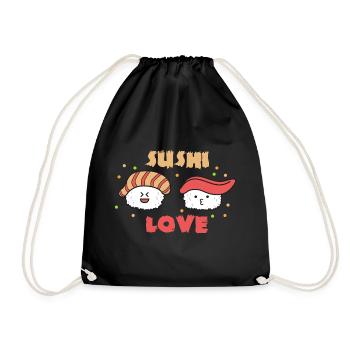 Sushi Maki Geschenk lustig japanisch essen Nigiri - Turnbeutel - Schwarz - Vorne