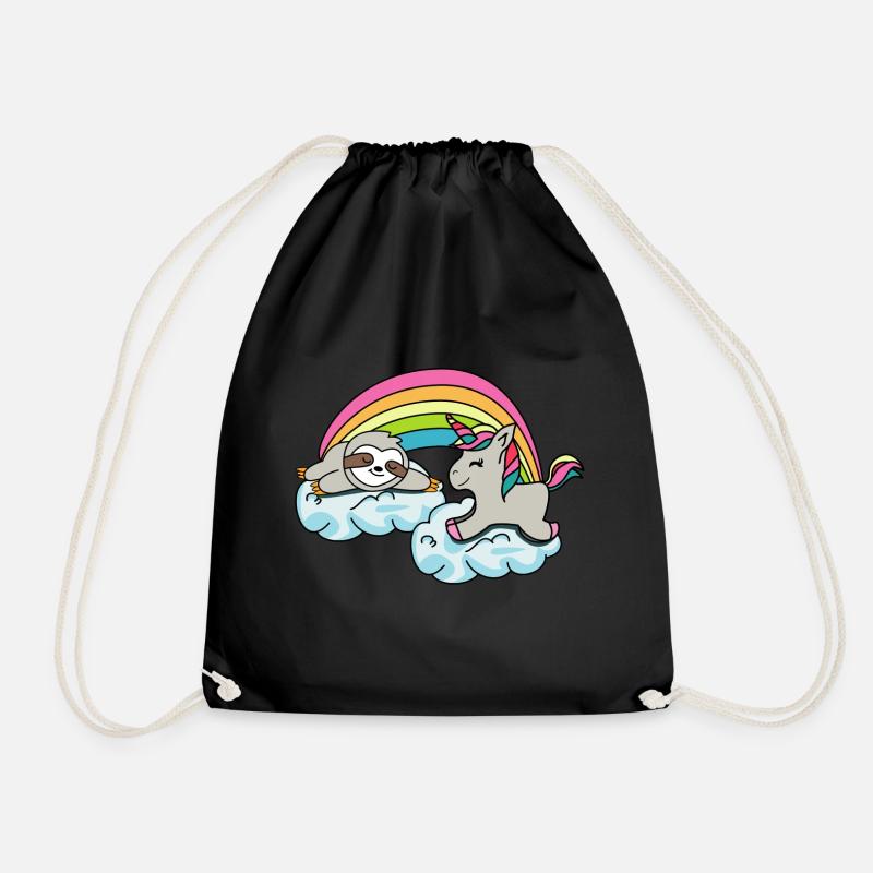 Unicorns sloth lover poison giftidea - Drawstring Bag - black