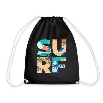 SURF Dété Plage Vagues Surf - Idée cadeau - Sac de sport léger - noir - Devant