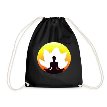 yoga meditation lotus lotus flower - Drawstring Bag - black - Front