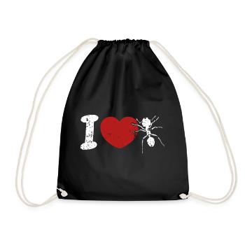 Ant heart ants gift nature love insects - Drawstring Bag - black - Front