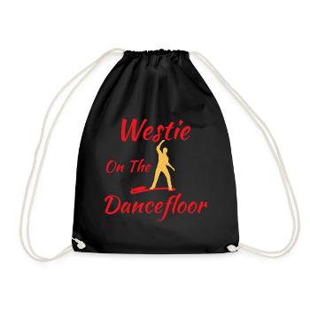 Westie on the dancefloor West Coast Swing Geschenk - Turnbeutel - Schwarz - Vorne