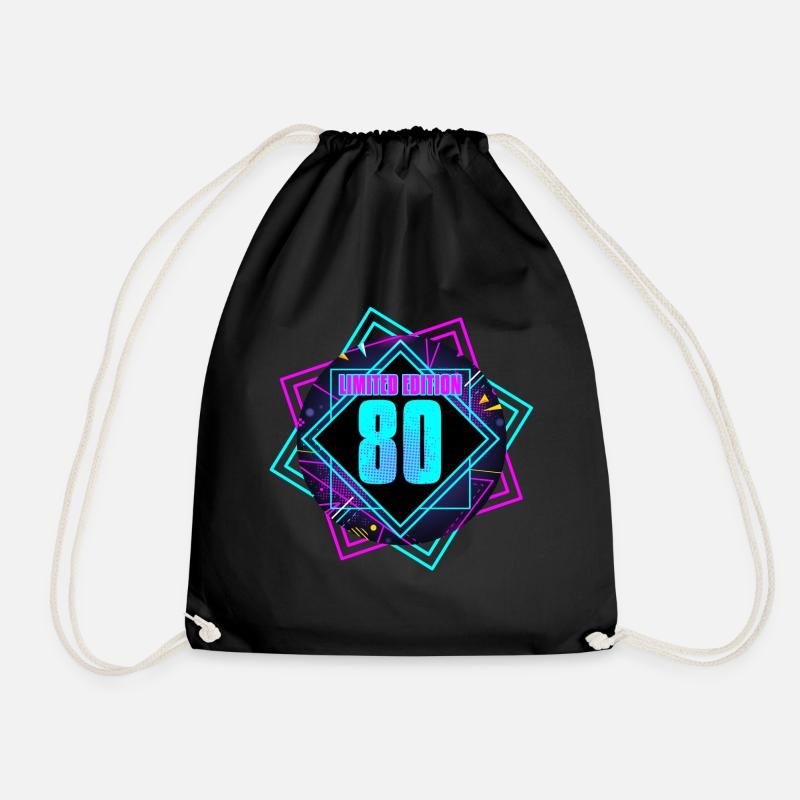 80th birthday - Drawstring Bag - black
