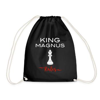 King Magnus Schach London Weltmeister Geschenk - Turnbeutel - Schwarz - Vorne