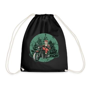 Biker Santa - Drawstring Bag - black - Front