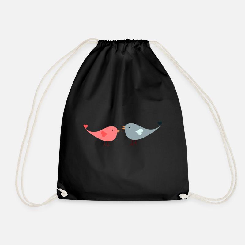 Love Birds - Verliebte Vögel - Turnbeutel - Schwarz