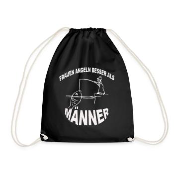 Frauen angeln besser als Männer T-Shirt - Turnbeutel - Schwarz - Vorne