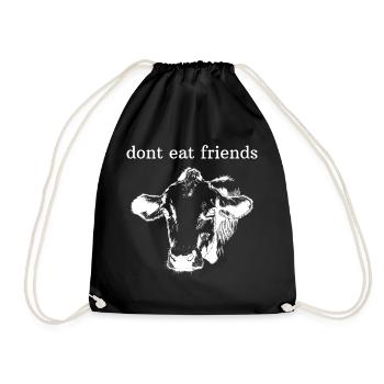 Vegan Cow Gift Cows Beef Vegan Shirt Retro - Drawstring Bag - black - Front