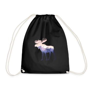 Elch Natur Kanada Geschenkidee - Turnbeutel - Schwarz - Vorne