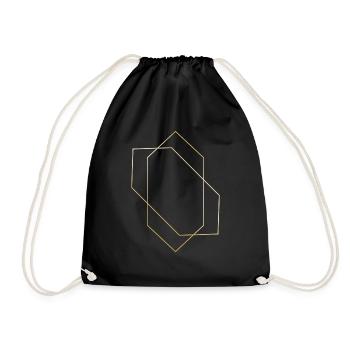 Hexagon shapes icons gift Hipster gold line - Drawstring Bag - black - Front