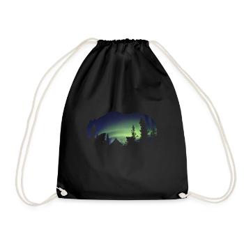 Bear Northern Lights Nature - Drawstring Bag - black - Front