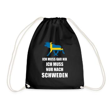 Ich muss nach SCHWEDEN Sverige Elch Geschenk - Turnbeutel - Schwarz - Vorne