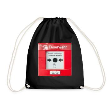 Feuerwehr Knopf - Turnbeutel - Schwarz - Vorne