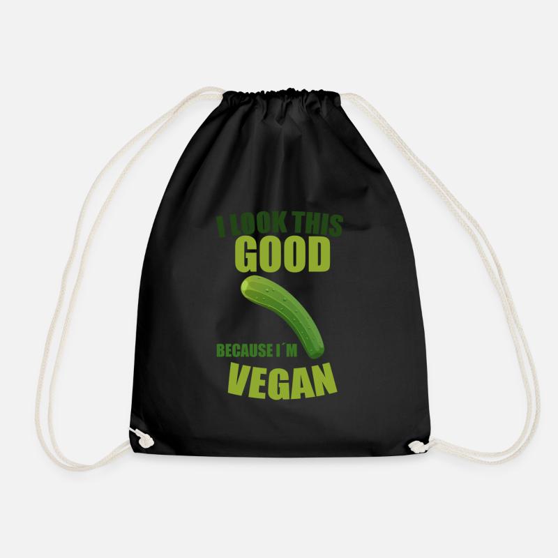 Vegan Veganer Veganerin - Drawstring Bag - black