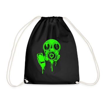 Masque à gaz masque néon masque d'horreur effrayant t-shirt - Sac de sport léger - noir - Devant