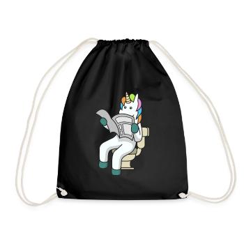 Unicorn toilet gift funny newspaper toilet toilet - Drawstring Bag - black - Front