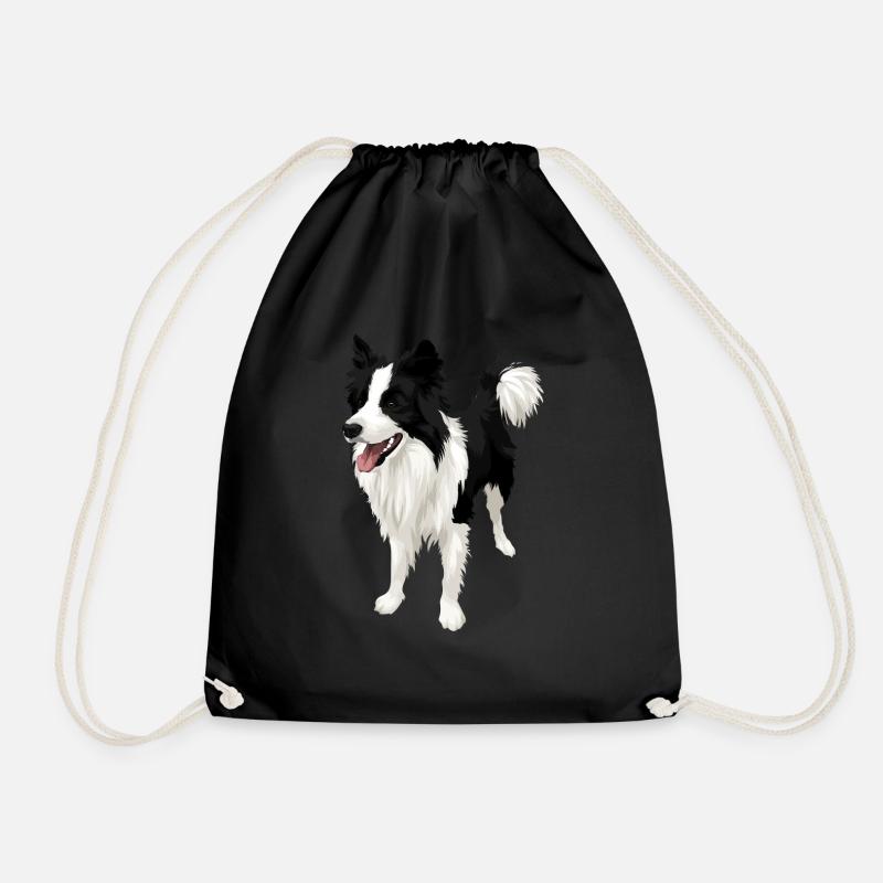 Limited! Border Collie Love - Drawstring Bag - black
