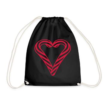 liebe herz verliebt form zuckerstange lecker suess - Turnbeutel - Schwarz - Vorne
