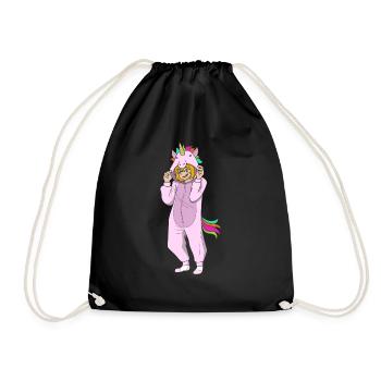 Anime Mädchen Einhorn Kawaii Manga Fan Japan Otaku - Turnbeutel - Schwarz - Vorne