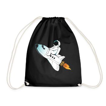 Rakete Astronaut zum Mond - Turnbeutel - Schwarz - Vorne