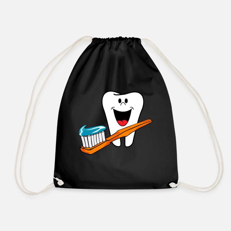 Happy Teeth Healthy teeth like to laugh - Drawstring Bag - black
