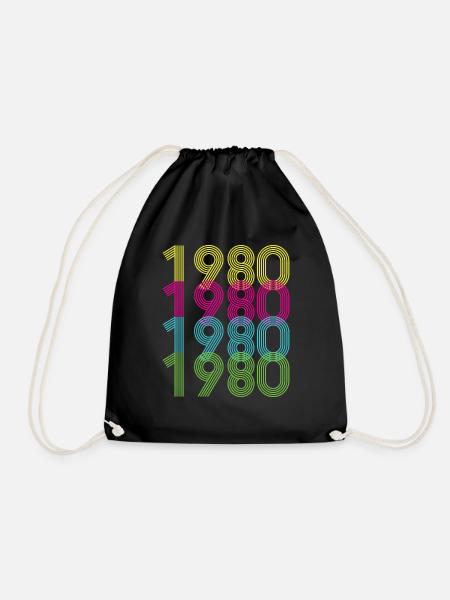 1980s 80s - Drawstring Bag - black