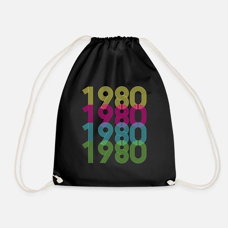 1980s 80s - Drawstring Bag - black
