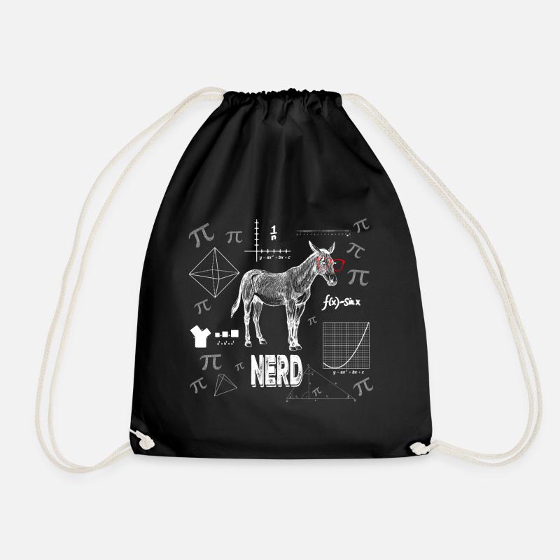 Esel Pferd Nerd Mathematik Leseratte nerdyT Shirt - Turnbeutel - Schwarz