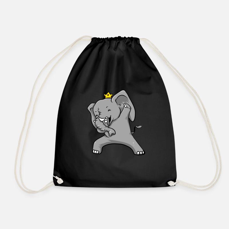 Elephant King - Drawstring Bag - black