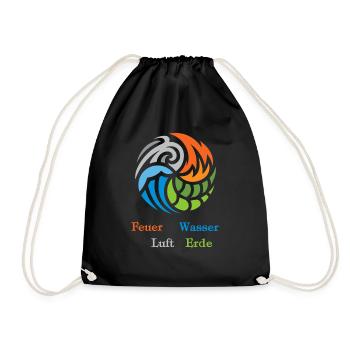 The 4 elements. Fire, water, air and earth - Drawstring Bag - black - Front