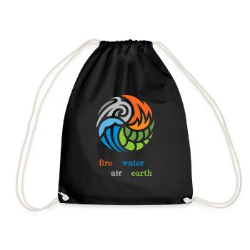 The 4 elements. Fire, water, air and earth - Drawstring Bag - black - Front